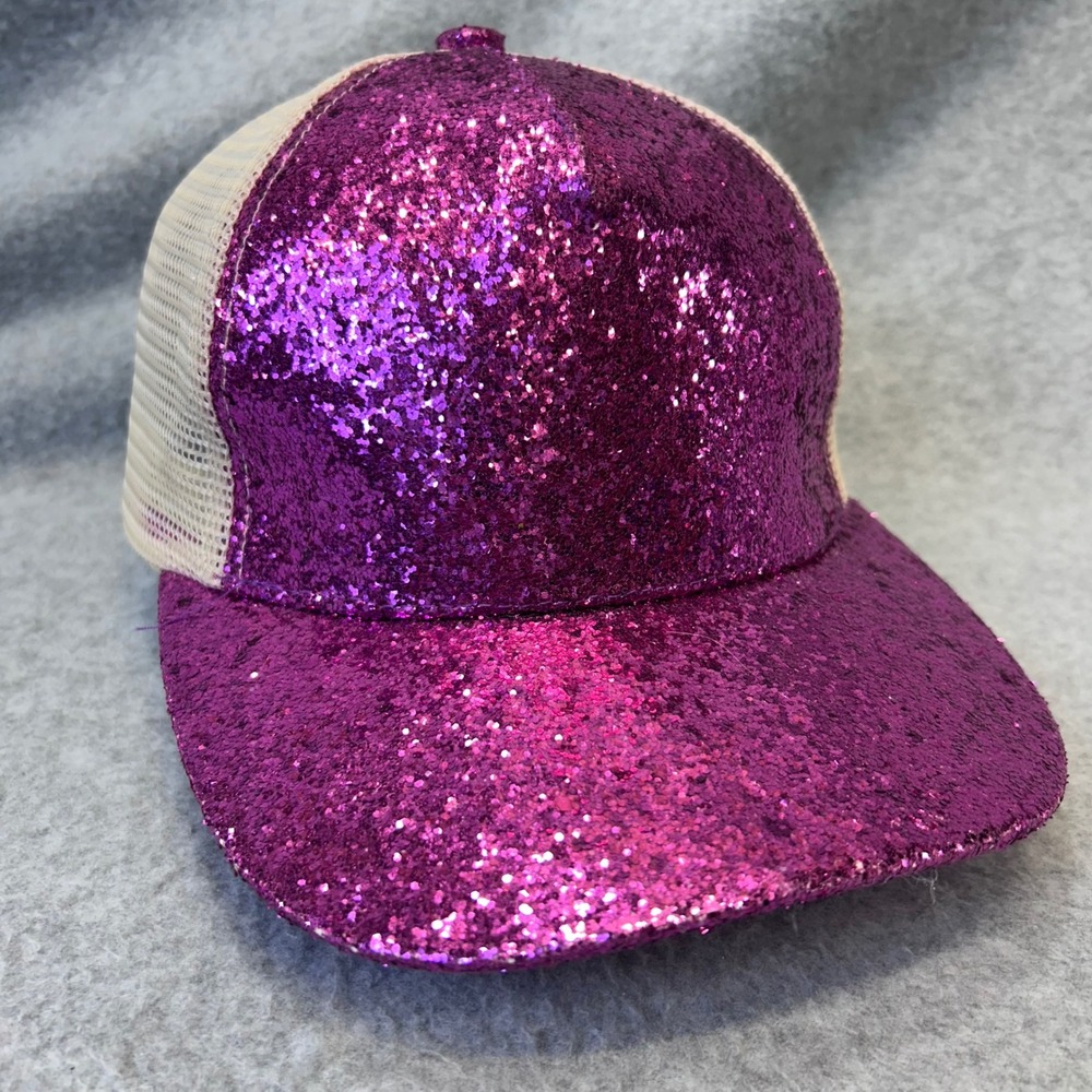 Solid pink Glitter Womens C.C. Trucker Hat Adjustable Mesh Back Cap OSFM